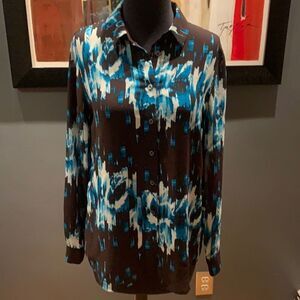 Derek Lam for Design Nation geo print semi sheer blouse, small, new